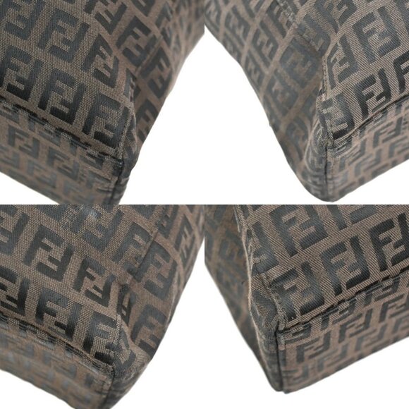 FENDI Logo Zucchino Hand Tote Bag Canvas Leather Brown Italy - Picture 8 of 14